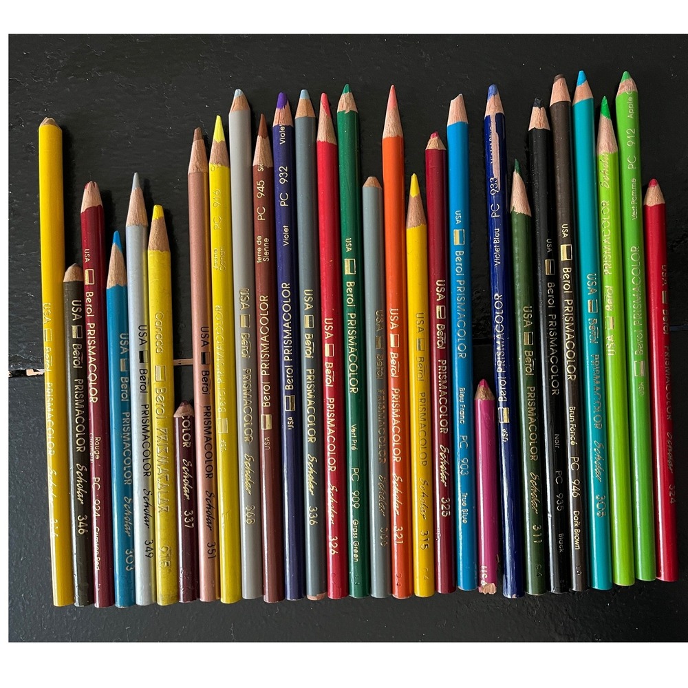 Vintage Berol Prismacolor Scholar Colored Pencils Lot of 30 Mixed Colors USA